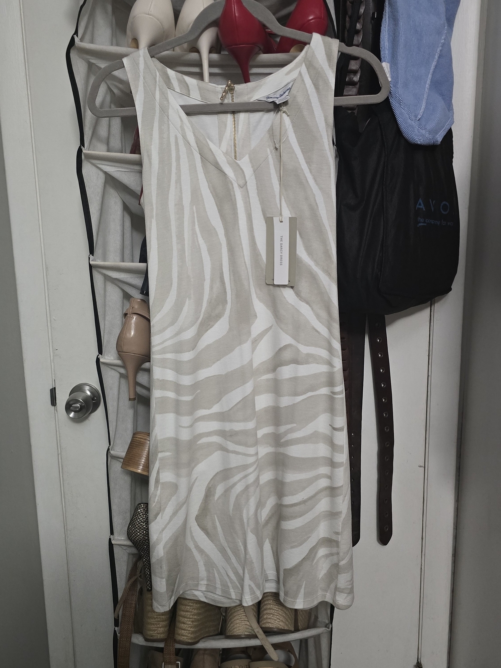 Tommy Bahama Beige and White Zebra-Print Maxi Dress